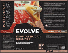 Evolve Foamtastic Car Shampoo 500ml | High Foam pH Balanced | Thick Foam Deep Clean & Shine