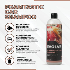 Evolve Foamtastic Car Shampoo 500ml | High Foam pH Balanced | Thick Foam Deep Clean & Shine