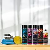 Essential Kit – Foamtastic Car Shampoo, Tyre Clean & Shine, Glass Cleaner Foam, Engine Clean & Shine, Shine It All, Tyre and Fabric Cleaning Brush & Microfiber Cloth