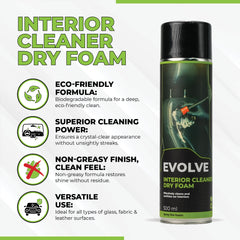 Interior Cleaner Dry Foam 500ml | Deep Cleans Seats, Upholstery, Roof & Panels | Quick Drying, Stain Removal