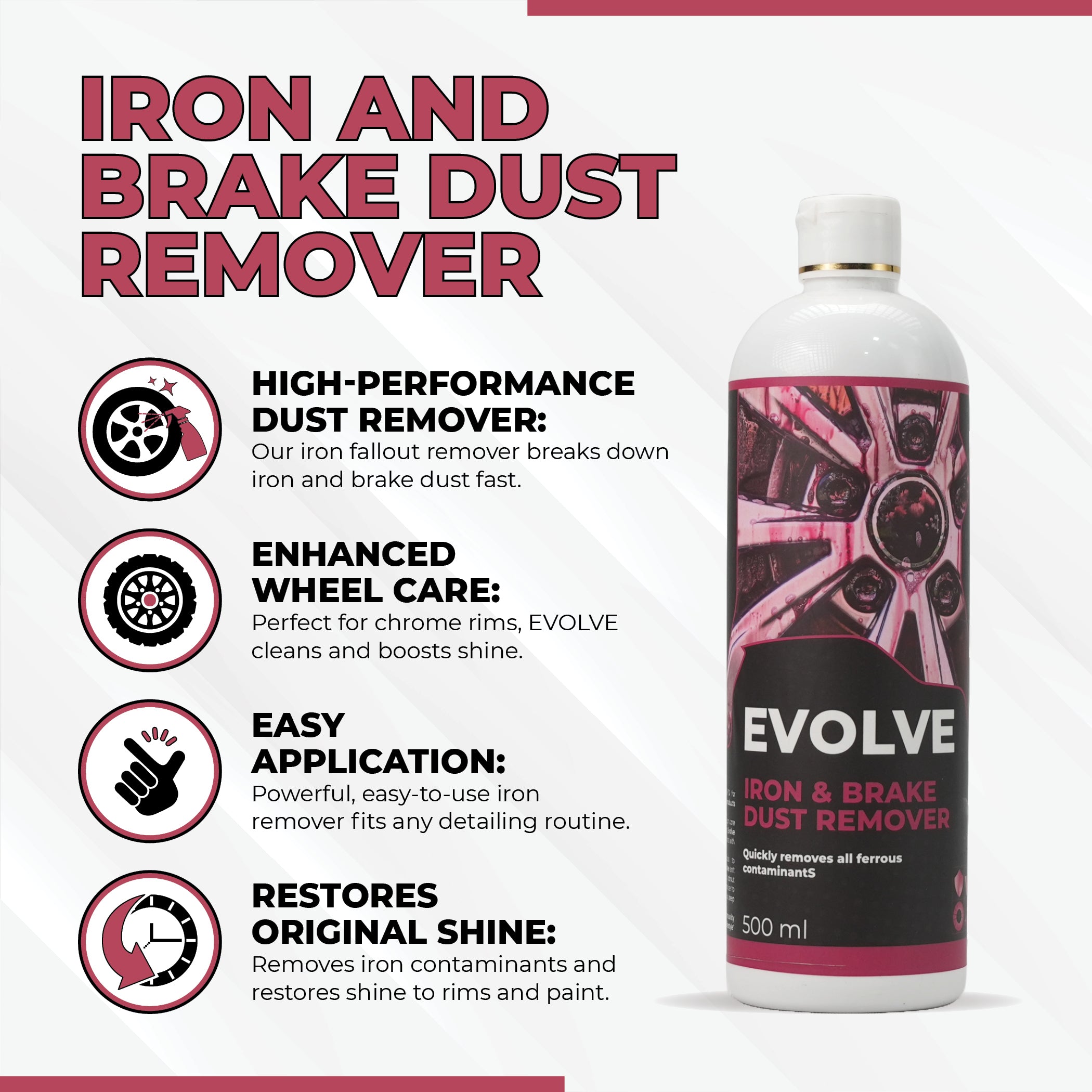 Iron and Brake Dust Remover 500ml | Iron Deposit & Brake Dust Cleaner | Alloy Wheel Safe | Color Changing