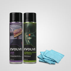 Interior Kit – Includes Dry Foam Cleaner, Shine at All & Microfiber Cloth 400gsm Corduroy | Complete Detailing Set